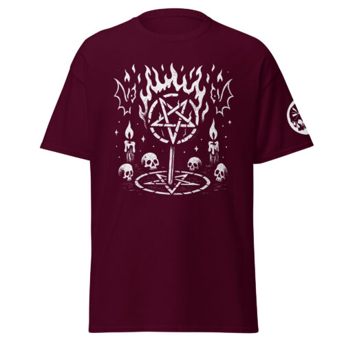 T-shirt bordeaux design « sucette pentacle », édition Halloween – The Needles Factory Boulogne-sur-Mer