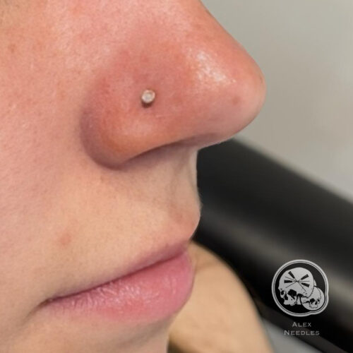 photo d'un nez percé avec un stud en PVD GOLD et strass