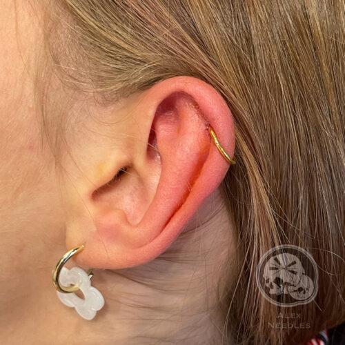 Piercing oreille hélix avec anneau en or – The Needles Factory Boulogne-sur-Mer