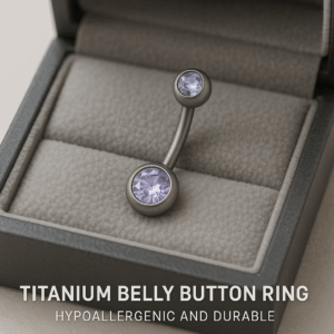 Bijou piercing nombril en titane avec cristal – The Needles Factory Boulogne