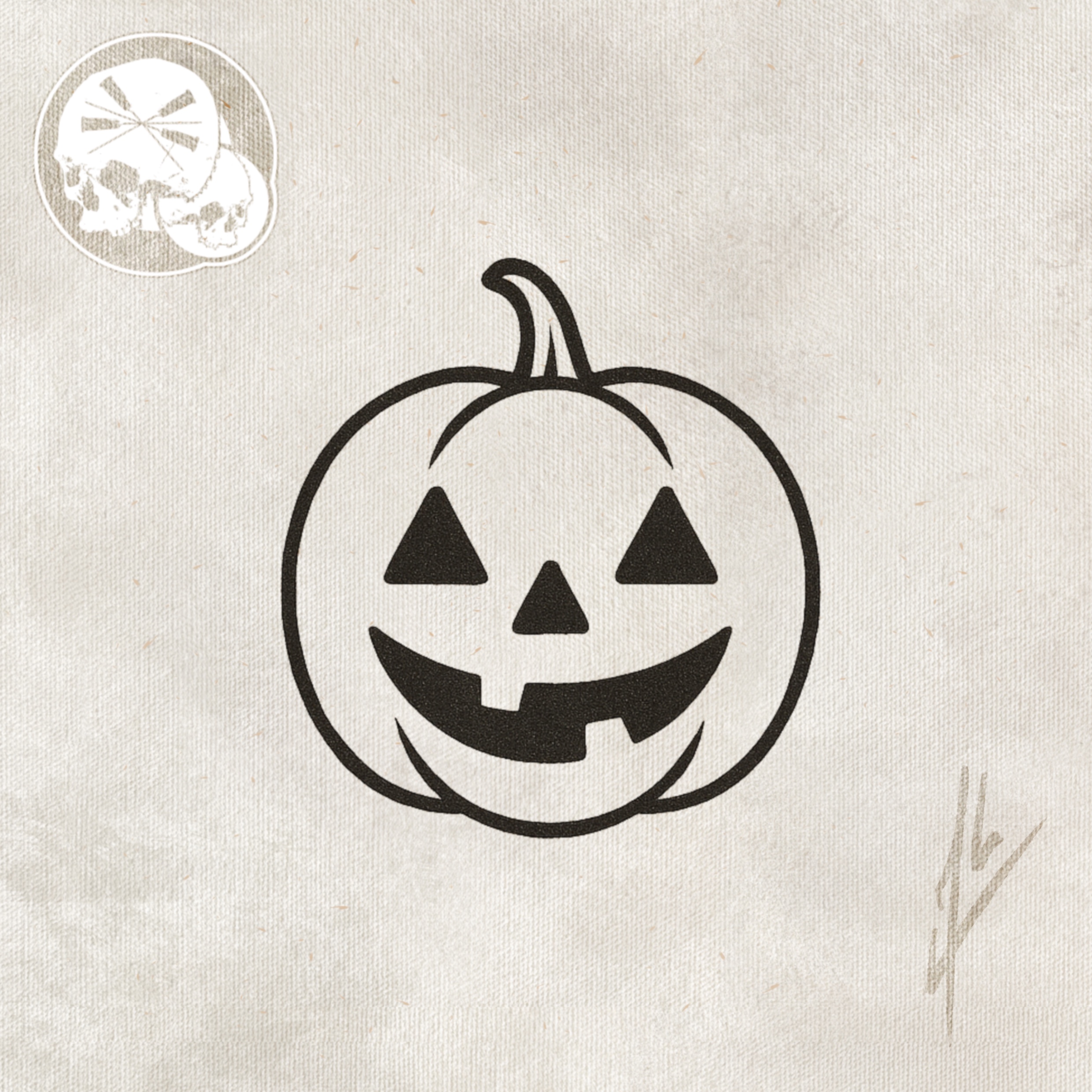 Tatouage jack-o’-lantern minimal en noir, mini-flash Halloween — The Needles Factory Boulogne-sur-Mer