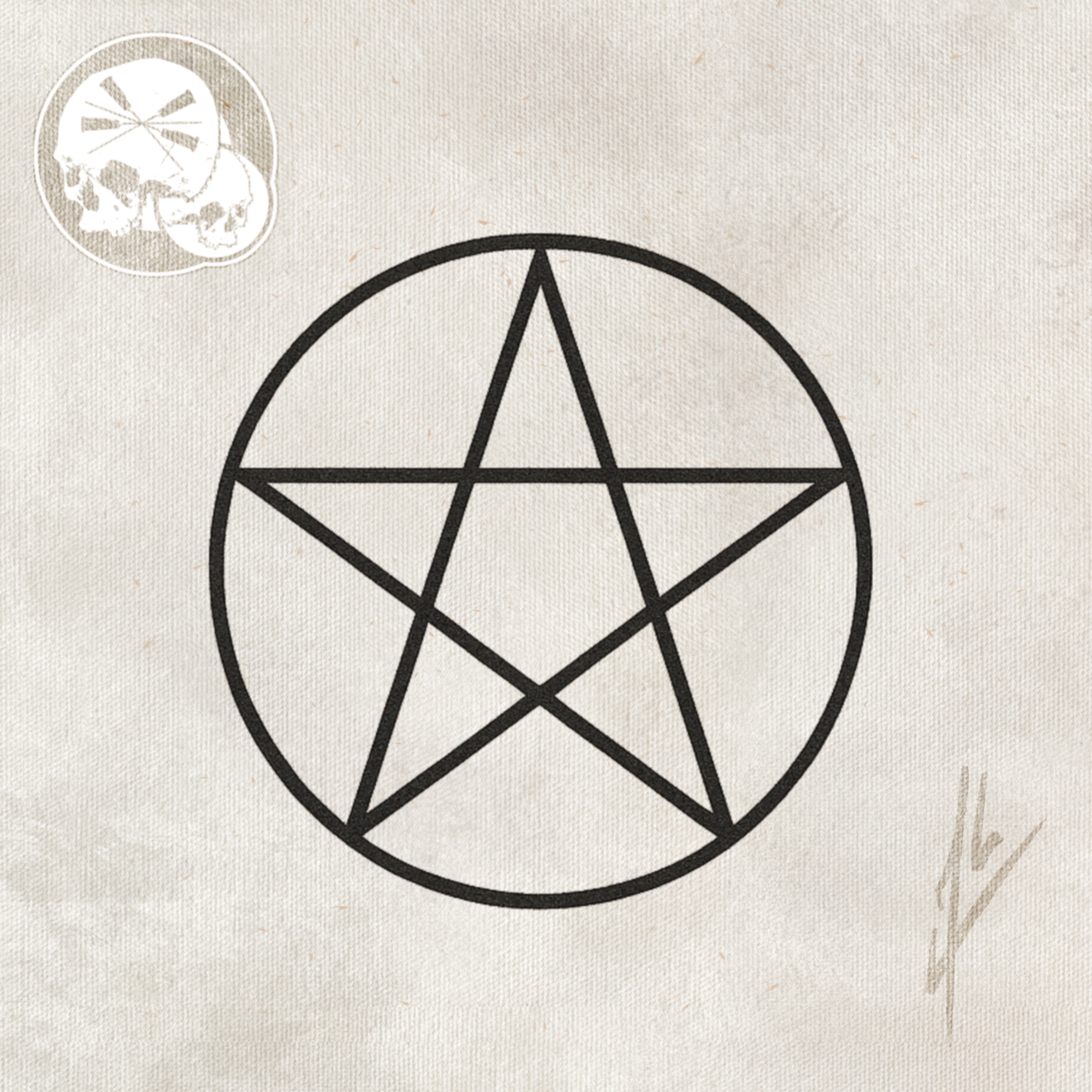 Tatouage pentacle fin en ligne noire, symbole minimal — The Needles Factory Boulogne-sur-Mer