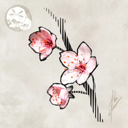 Projet flash tattoo fleurs de cerisier (sakura) à Boulogne-sur-Mer (62) – The Needles Factory