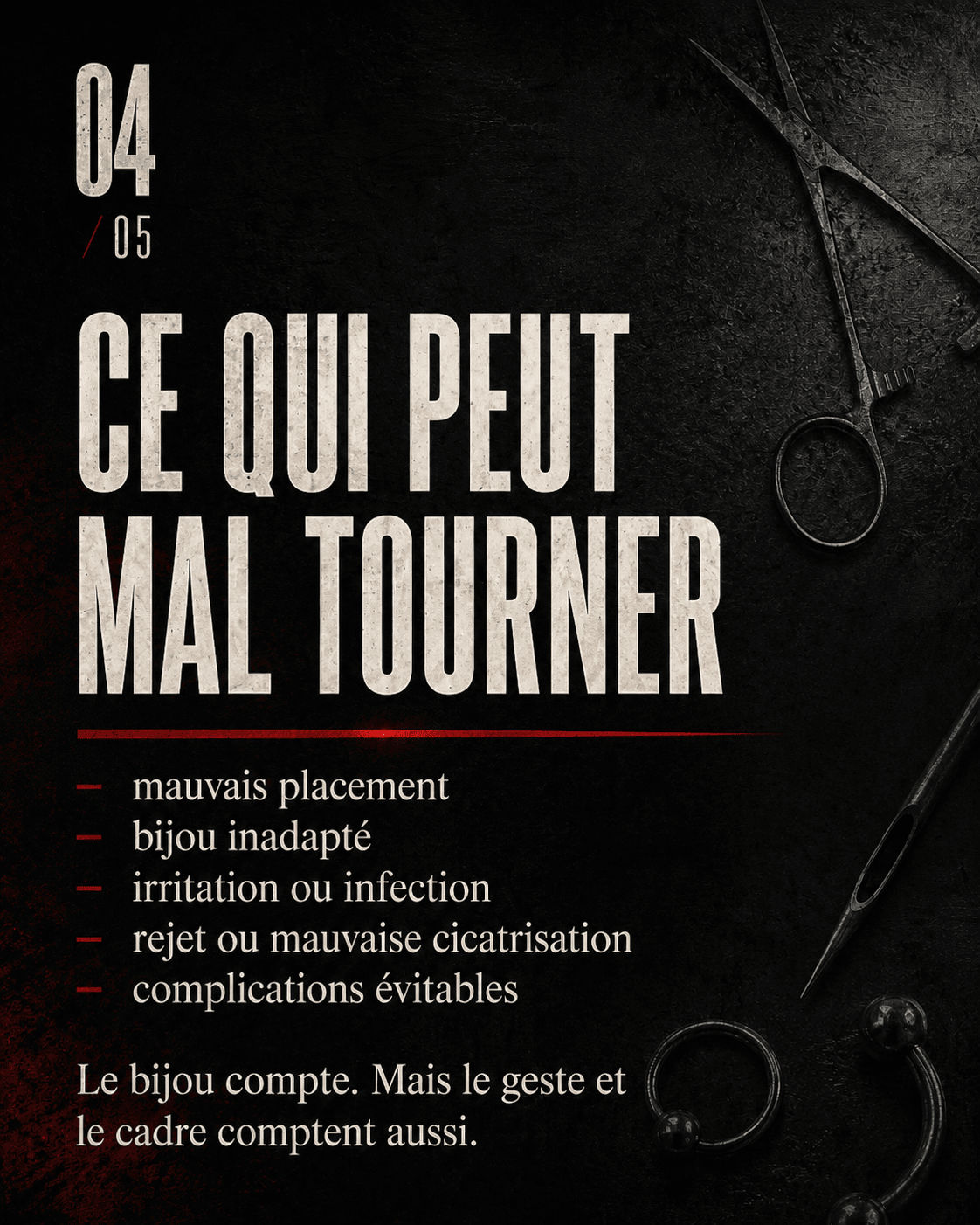 Risques d’un piercing mal placé ou avec bijou inadapté – The Needles Factory Risques d’un piercing mal placé ou avec bijou inadapté