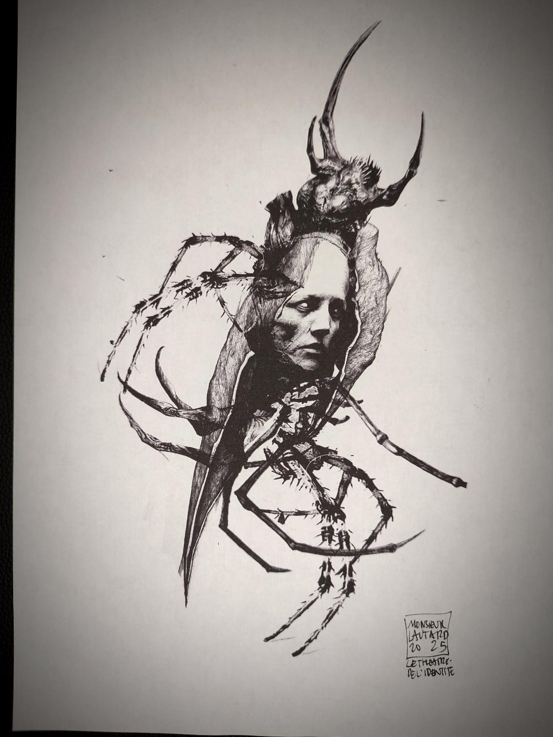 Projet graphique mêlant insecte et figure féminine